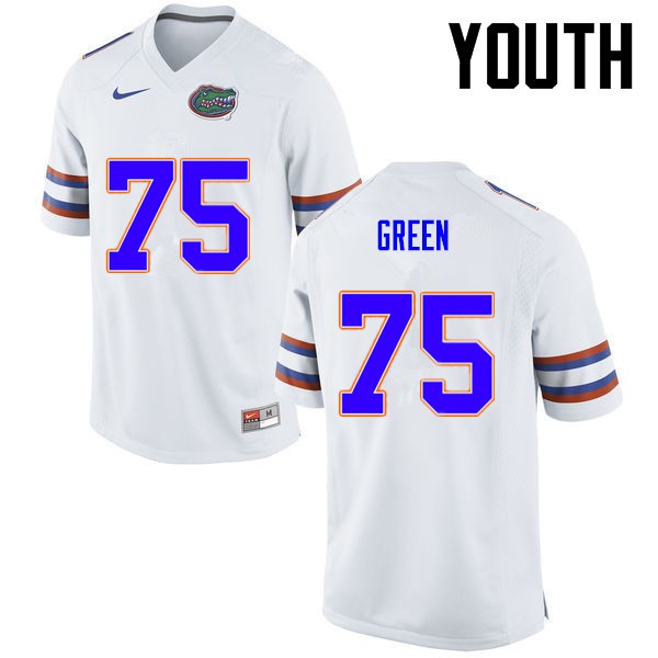 Florida Gators Youth #75 Chaz Green College Football Jersey White